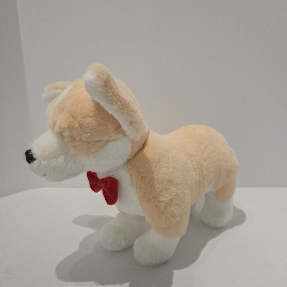 Fao Schwartz Corgi Soft Puppy Plush 12" Red Bow Tie 2022